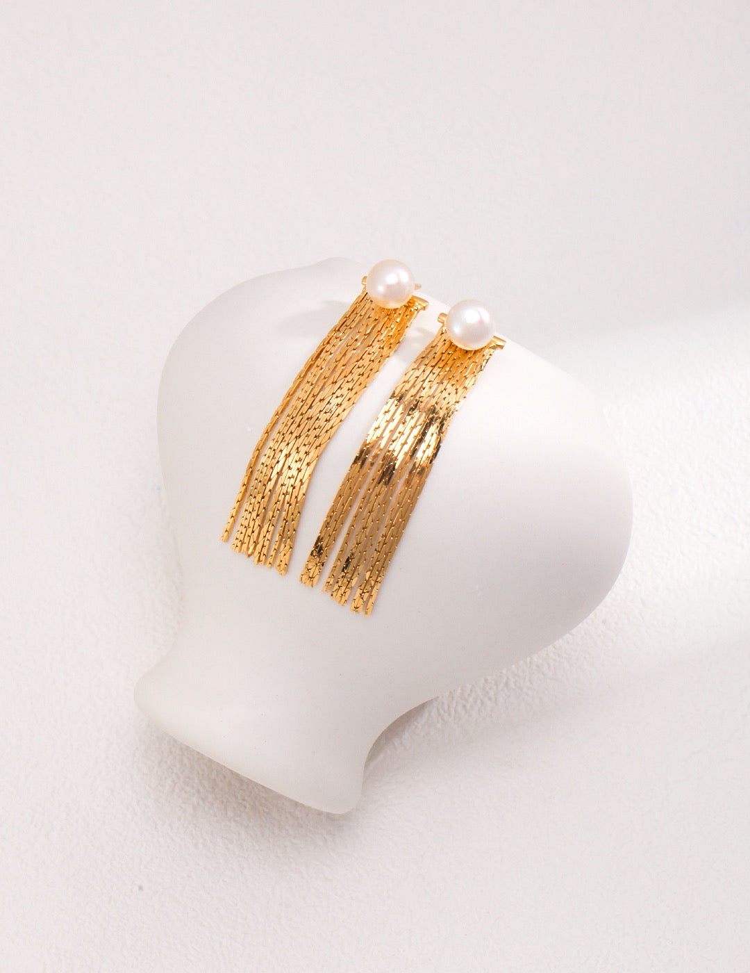 2 in 1 Golden Pearl Tassel Earrings