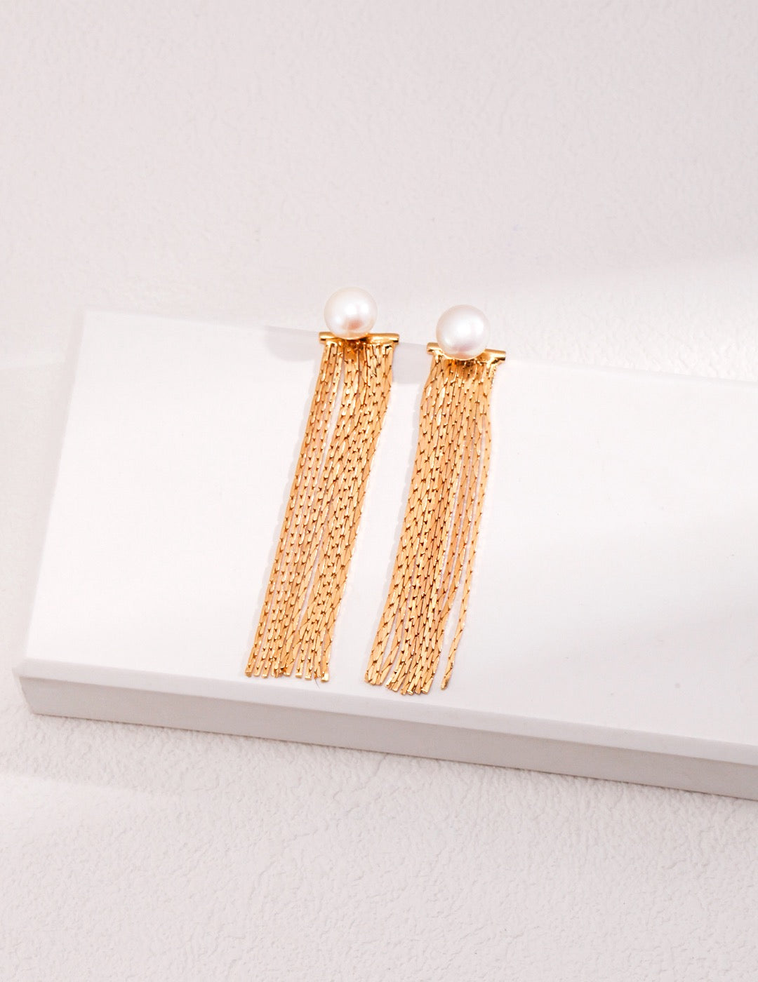 2 in 1 Golden Pearl Tassel Earrings