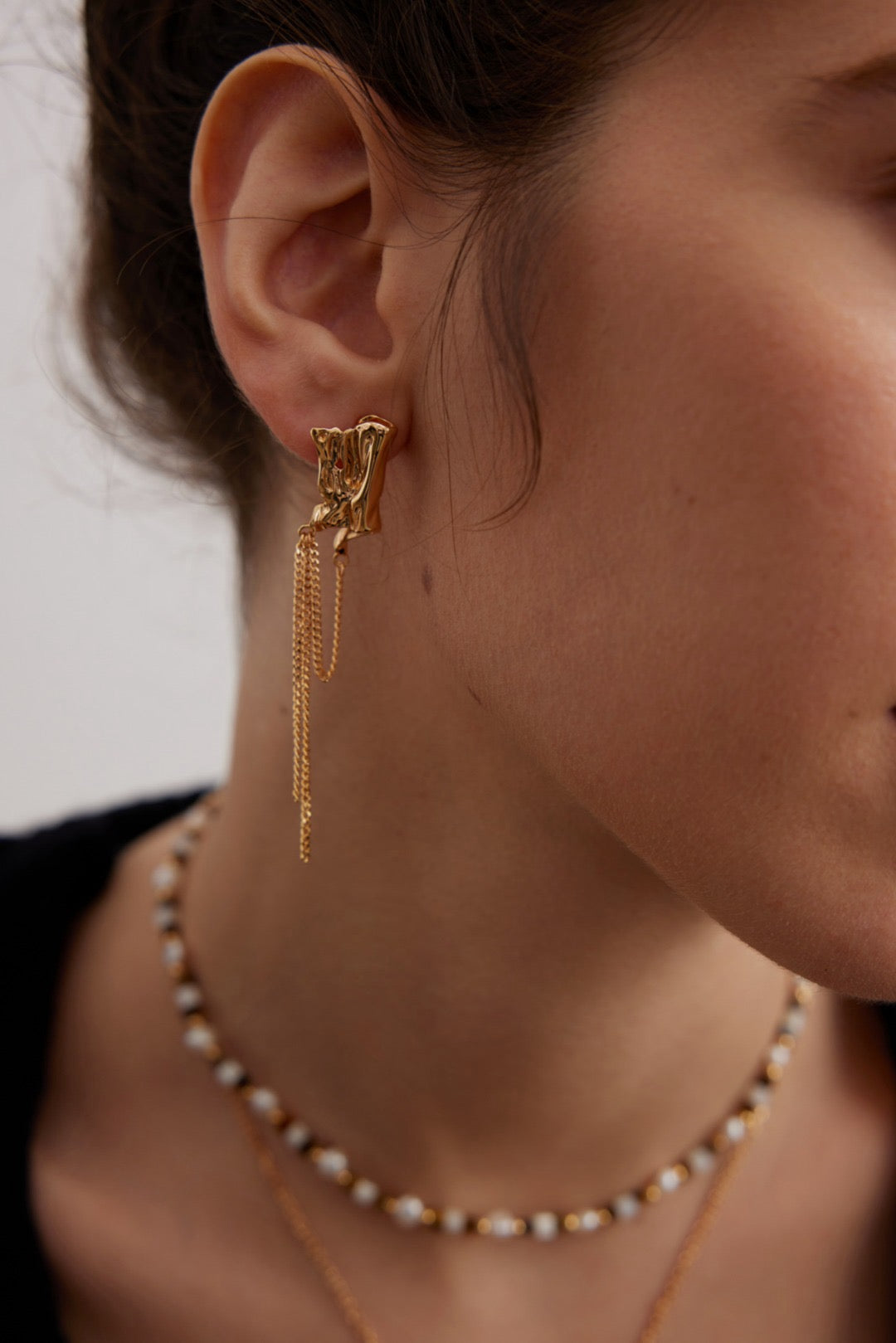 Fluidic Design Gold Earrings