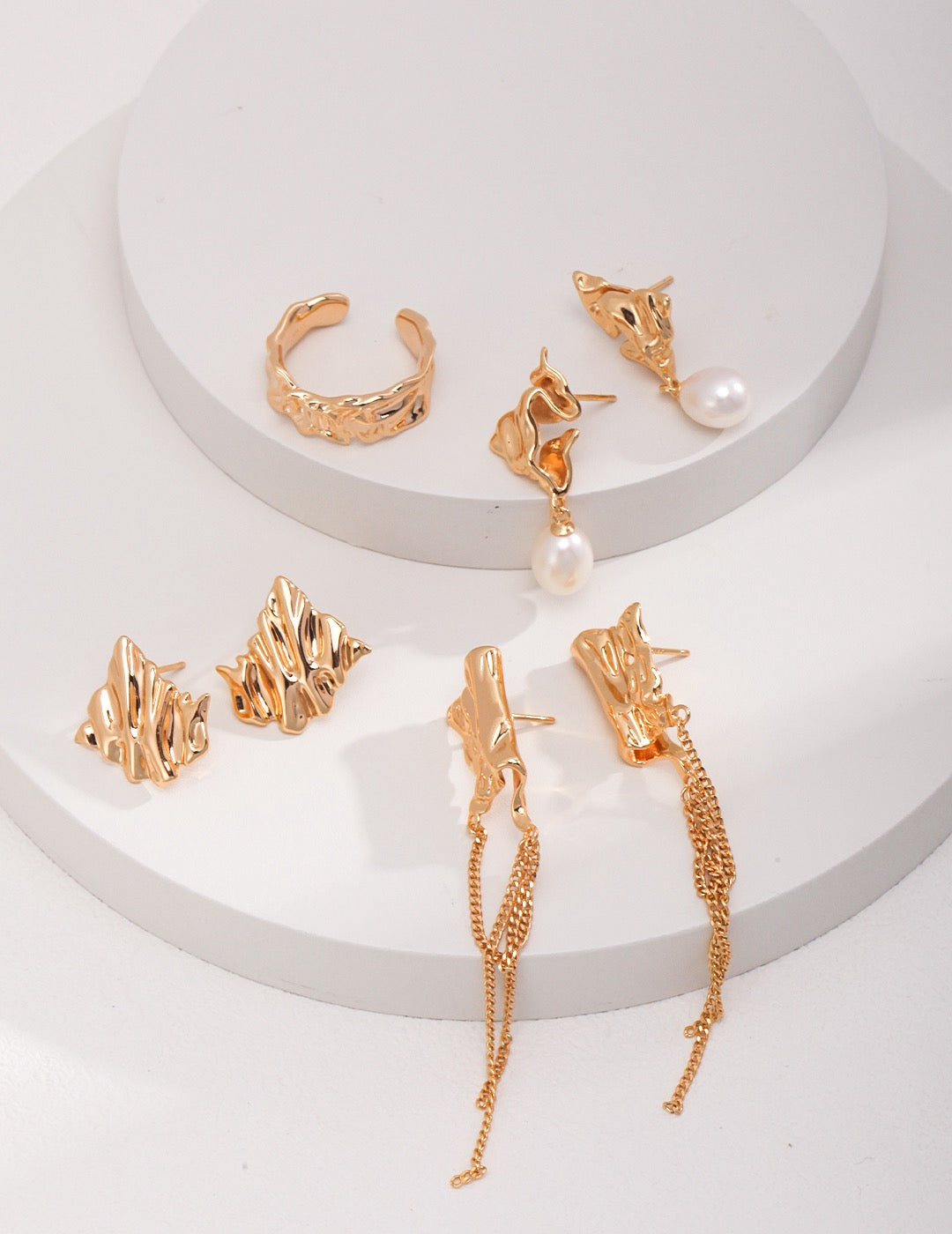 Fluidic Design Gold Earrings