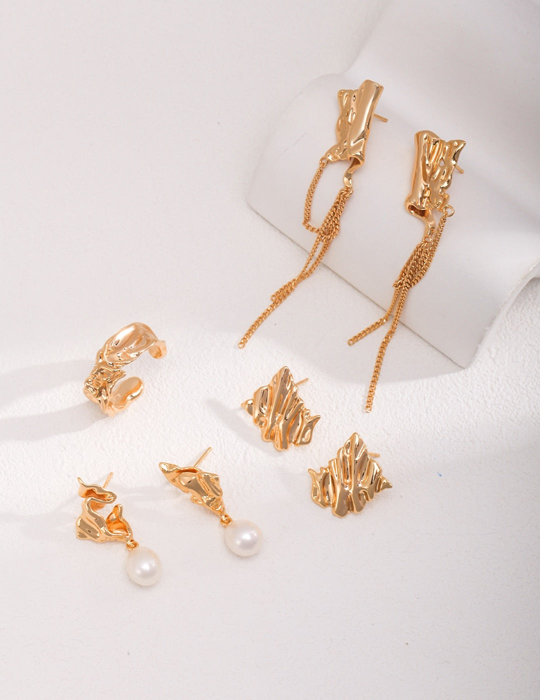 Fluidic Design Gold Earrings